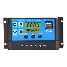 Solar Charge Controller 12V 24V PWM Regulator Dual USB LCD Battery Charger