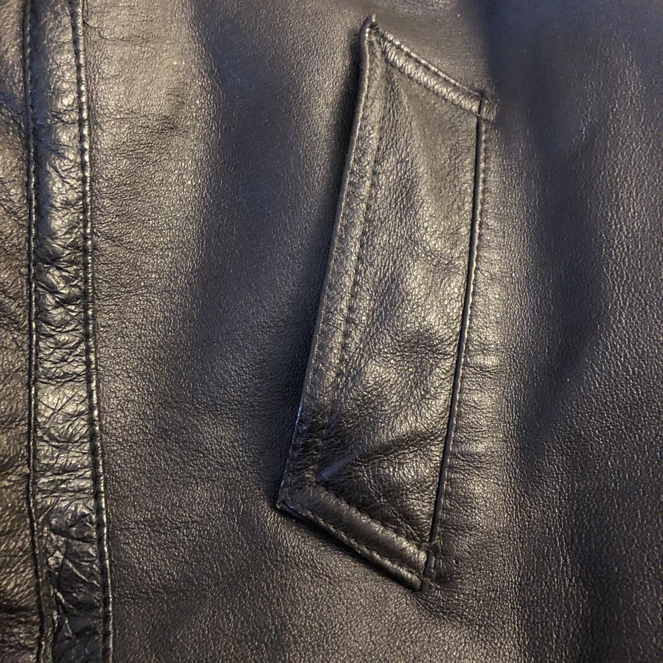 女式中号 Lg 大号 100% 真皮夹克羊毛衬里棕色温暖二手状况完好 — 第 3/4 张图片