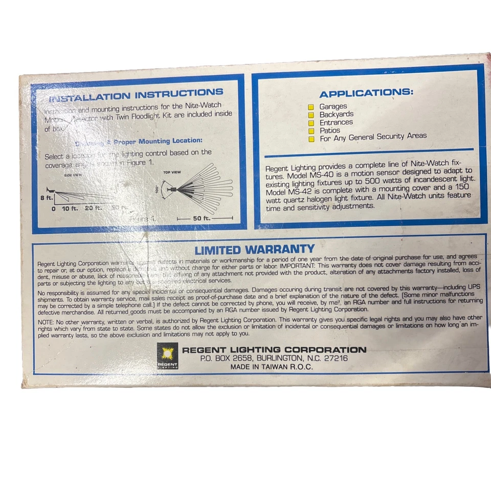 Regent Lighting De Colección Reloj de Noche Detector de Movimiento Kit de Proyector Doble Nos En Caja Foto 3 de 4