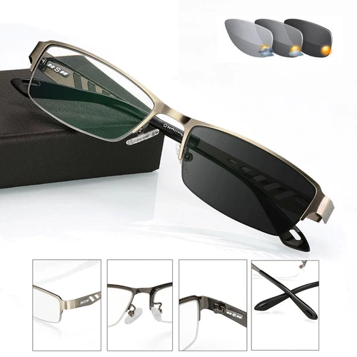 Óculos de leitura masculino sem aro fotocromático leitor externo +1.0 +150 +200 +4 - Foto 3 de 20