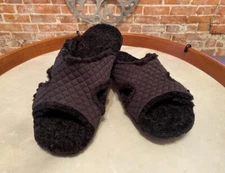 Spenco Black Orthotic Janie Adjustable Quilted Slipper Slide Sandal New