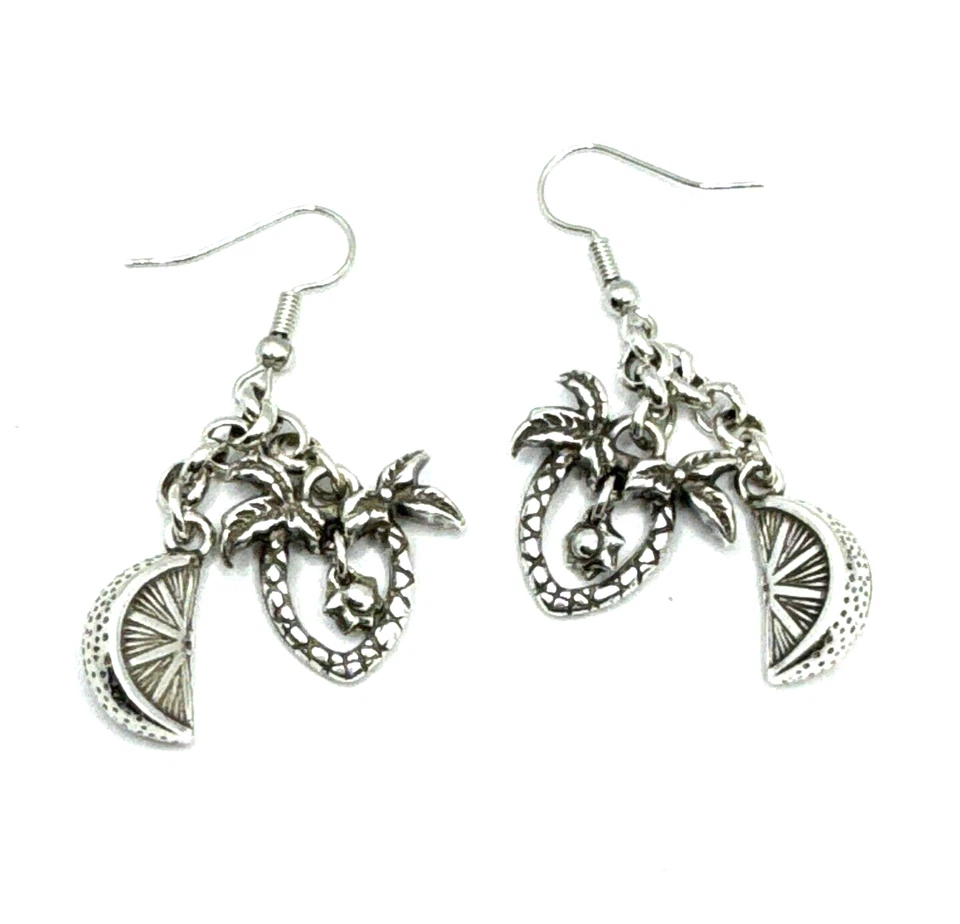 Pendientes de plata personalizados Brighton palmeras y rodajas de naranja cítricos del estado de Florida Foto 2 de 4