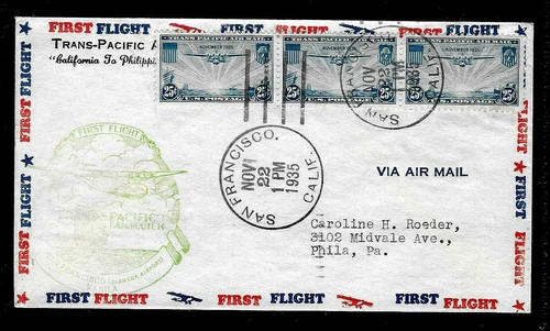 C20 25c Air Mail (1935) THE CHINA CLIPPER FDC - HARRY IOOR ENVELOPE (RSC)