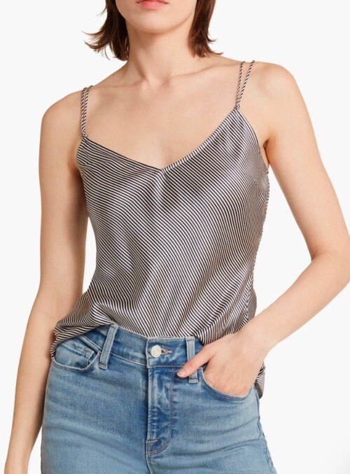 FRAME Stripe V-Neck Silk Camisole Sz L NWT | eBay