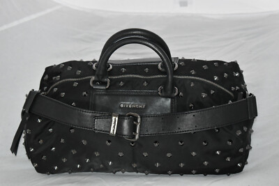 Givenchy Black Nylon Silver Studded Zip Top Womens Holdall