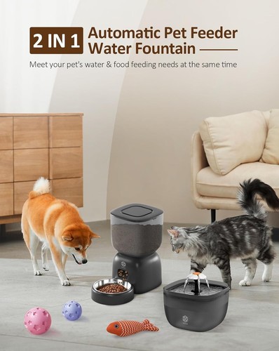Large Capacity Automatic Cat Feeder & Dual Water Dispenser Set - Timed & Secure - Picture 6 of 9