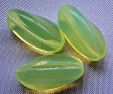 3  URANGLAS  Perlen  --GELB -  ca 26 x 12  mm...