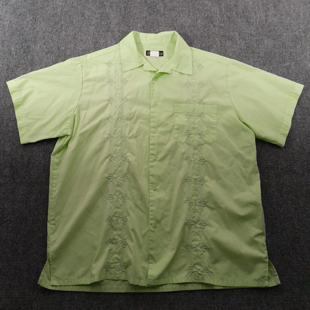 Vintage Haband Shirt Mens XL Green Floral Tropical Caribbean Lightweight Boho