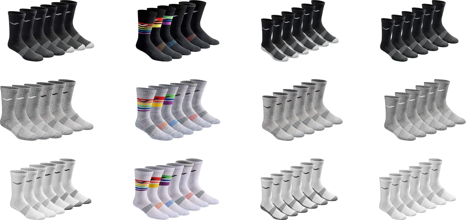 Saucony Men's Mesh Ventilating Comfort Fit Performance Crew Socks