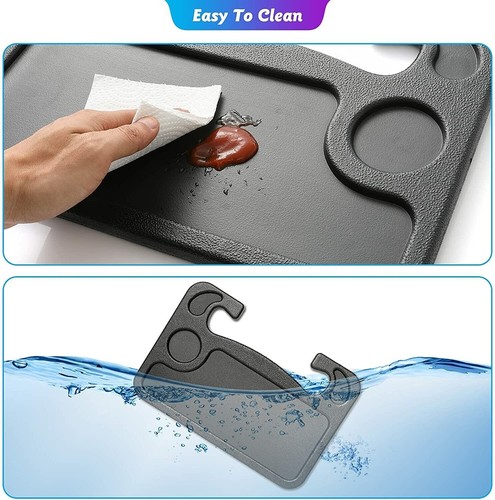 Steering Wheel Tray (2in1) Car Steering Wheel Desk Food Tray Table Laptop - Picture 6 of 9