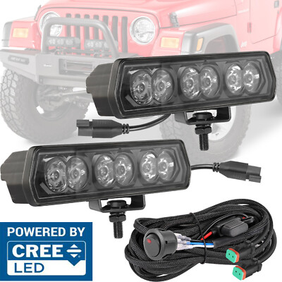 2X For Jeep Gladiator 6'' 120W Cree LED Light Bar Spot Pods+ Plug Play Wiring 12V