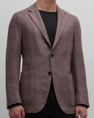 $5490 Zegna Men's Purple Wool Cashmere Silk Sport Coat Suit Jacket Size 52R