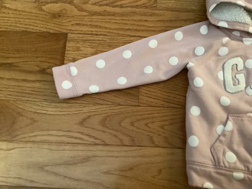 GAP Girl 4Y Blush Pink w/ White Polka Dots Fleece Lined Zip Hoodie - Picture 4 of 19