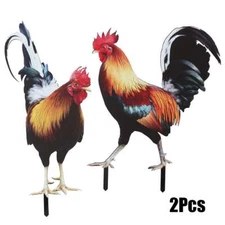 2PCS Rooster Chicken Statue Outdoor Garden Decoration Yard Art Figure Sculpture