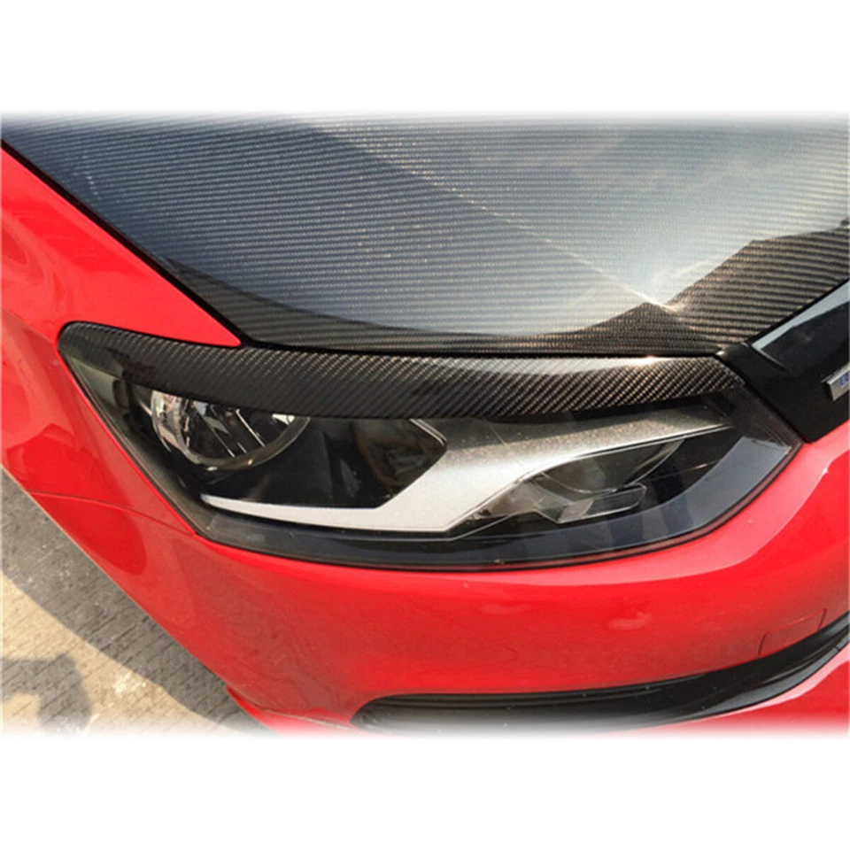 Carbon Fiber Eyelids Eyebrows Lids Headlight Molding Covers For Volkswagen Polo - Image 4 of 4