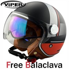 ViPER Open Face Helmet - RS-V19 Motorcycle Motorbike Scooter - Nano Black/Orange