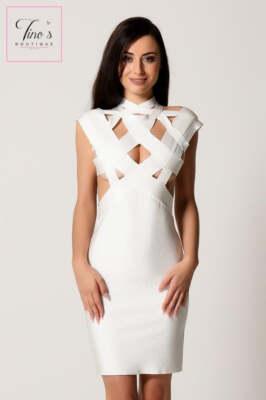 House of CB style 'Aubrey' White Cut Out Detail Bandage Dress | eBay