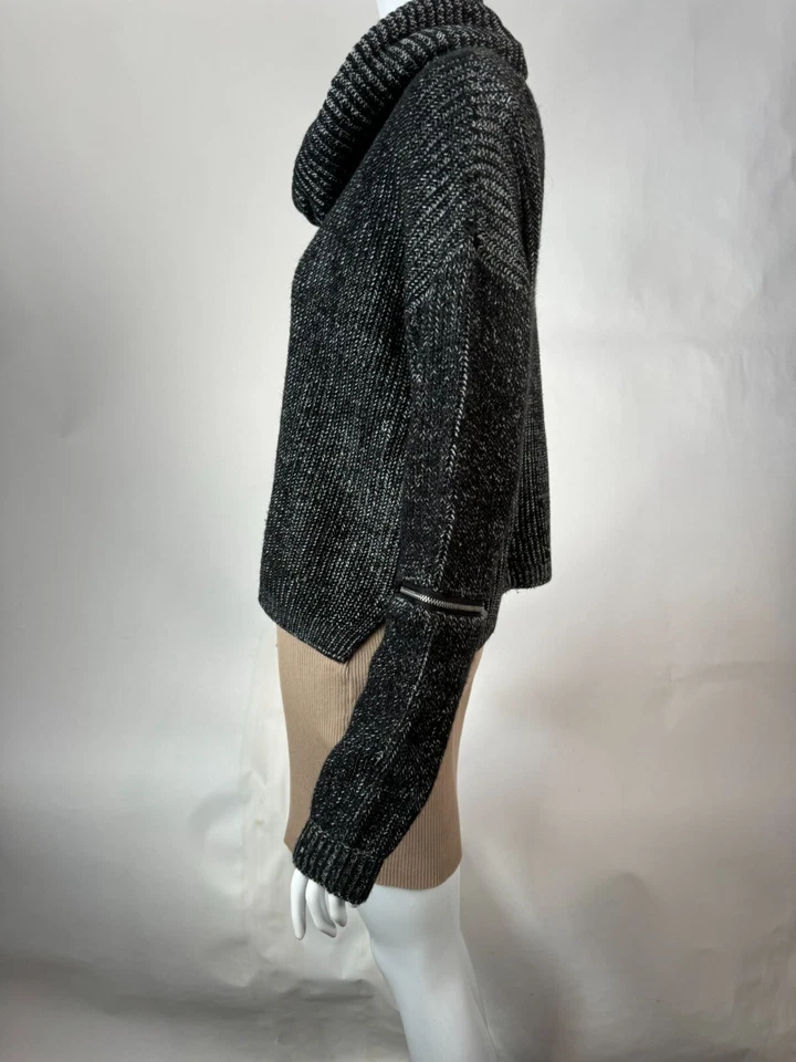 Willow & Clay Womens Black & White Ribbed Knit Cowl Neck Sweater L - Image 2 of 4