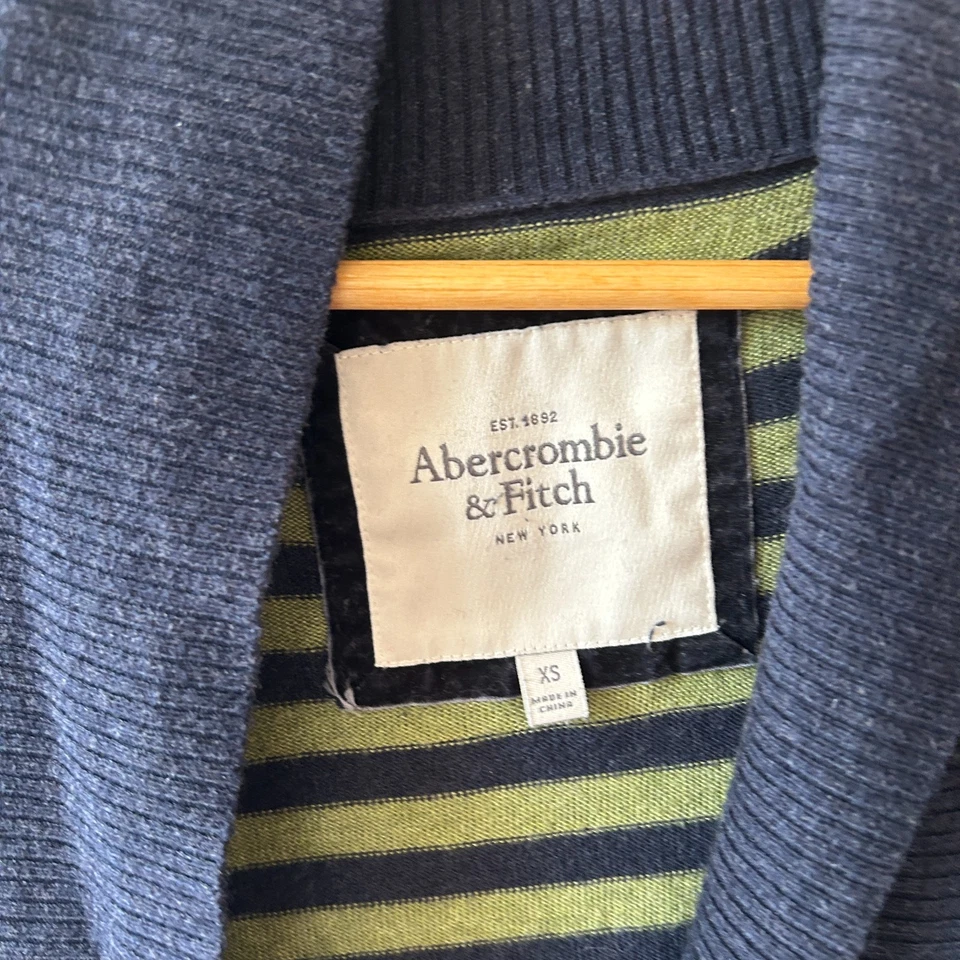 Cárdigan Abercrombie + Fitch Mujer XS Azul Rayas Botones Y2K Bolsillos Lana Foto 4 de 4