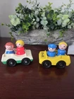 Vintage Fisher Price Little People Main  Street 2 Cars Taxi Driver + Figures