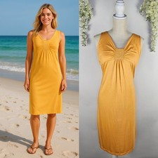 Y2K New Talbots Beachy Sleeveless Midi Shirt Dress Size Small Pastel Orange 