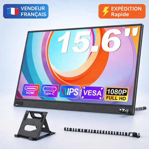 Ecran Moniteur Portable IPS 15,6 Pouces 1920X1080 60HZ HDMI Extension Pc Bureau 1