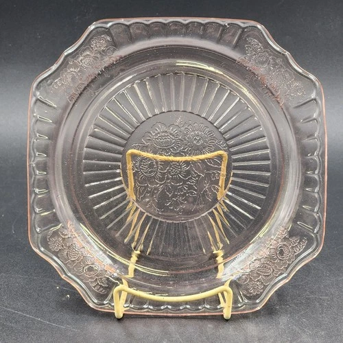 Anchor Hocking Mayfair Open Rose Pink Depression Glass Dinner Plate 9.5" Vintage