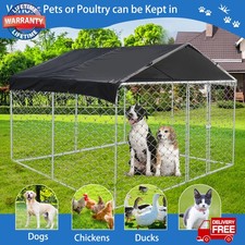 10 x 10 FT Outdoor Dog Kennel Heavy Duty Dog Playpen with Waterproof Cover Roof