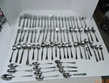 LOT 76 PIECES WALLACE STAINLESS STEEL FLATWARE FORKS SPOONS NO KNIVES