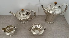RARE VERY EARLY GEORG JENSEN #3 STERLING HAND WROUGHT 4 PIECE TEA & COFFEE SET