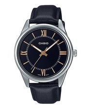 Casio Men s Black Leather Watch with Black Dial - MTP-V005L-1B5UDF