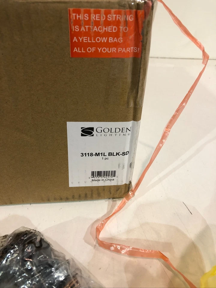 Golden Lighting 3118-M1L BLK-SD Hines 1-Light Black Pendant Seeded Glass Shade - Image 4 of 4