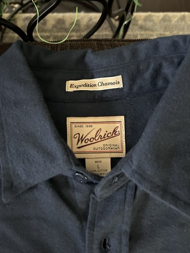 Woolrich - Expedition Chamois Flannel Shirt - Men’s L - Navy Heavy Cotton - Picture 2 of 6