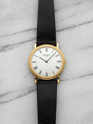 Vintage 1983 Patek Philippe Calatrava 3520 Gold White Roman Dial Manual 33mm