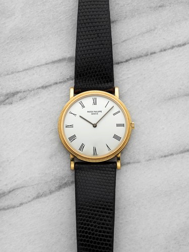 Vintage 1983 Patek Philippe Calatrava 3520 Gold White Roman Dial Manual 33mm