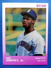 1989 Star Co. Ken Griffey Jr. Purple Ad Card RC ***Tough RC of HOF Great***NM/MT