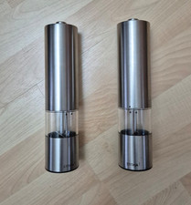 STOHA elektrische Pfeffermühle + Salzmühle, Stahlmahlwerk Edelstahl 21cm