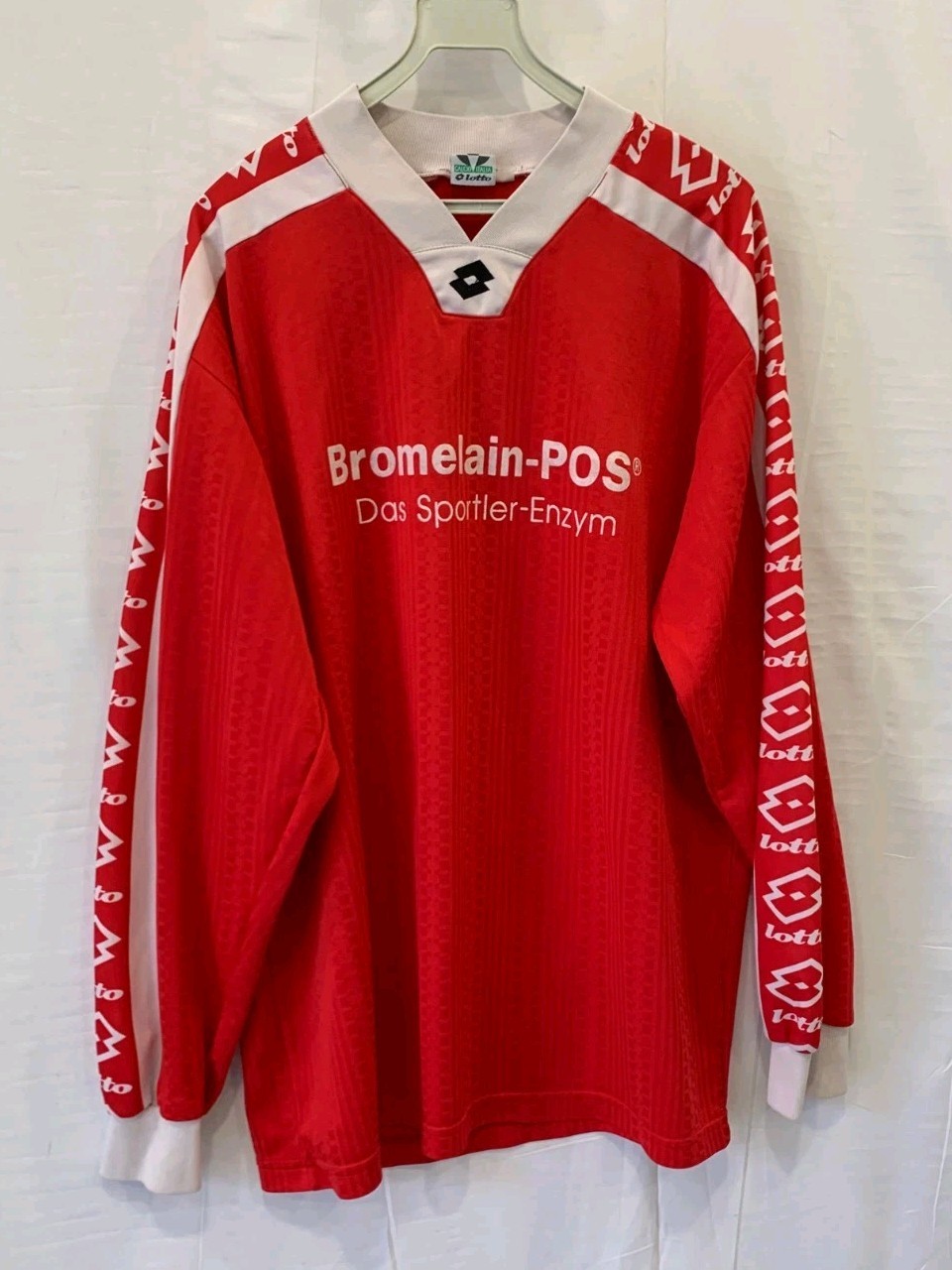 Vintage 90s Lotto ATSV Saarbrucken Soccer Jersey Men's XL Red Long Sleeve #5 #3