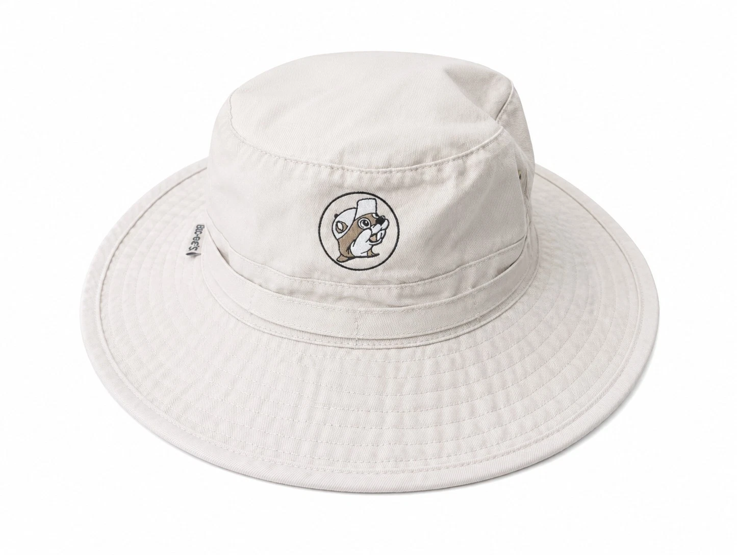 Buc-ee's Bucket Bucees Beige Wide Brim Sun Hat Fishing Bucket Logo Drawstring