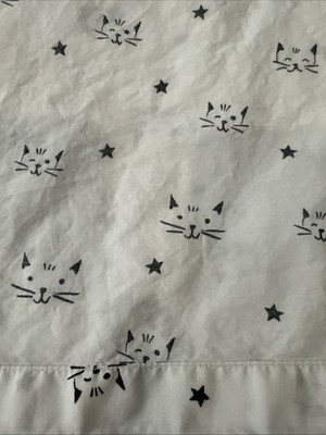 Pottery Barn 1pc Full Flat Sheet Emily & Meritt Collection Cat Faces EUC Cute