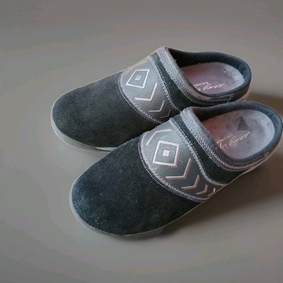 Easy Spirit Explore 24 Ikatta Black Suede Clogs Wmns Sz 7 Comfort **Collar Wear*