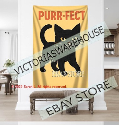Purr-fect Cat Wall Tapestry Lover Decoration funny 59X82 in