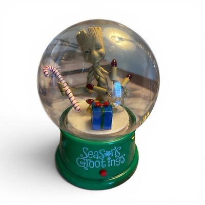 Marvel GROOT Seasons Grootings Christmas  Snow Globe-Works Great Lights &Music-