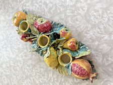 VINTAGE Italian Majolica Capodimonte Pomegranate Vintage Candleholder Centerpiec