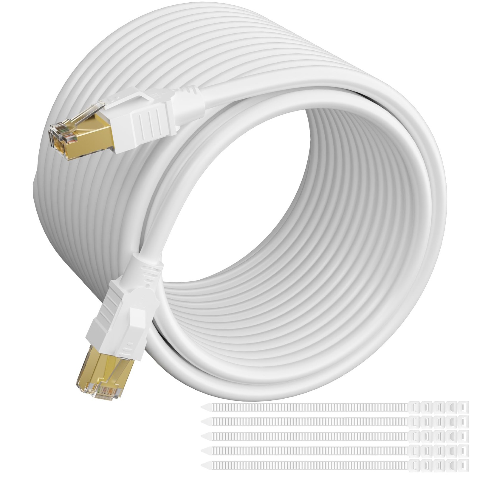 200ft White CAT6E Cat7 Triple-Shielded High-Speed Ethernet Cable