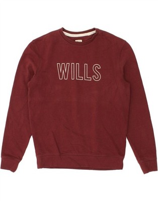 JACK WILLS Herren Grafik Sweatshirt Pullover Medium Burgund Baumwolle BF05