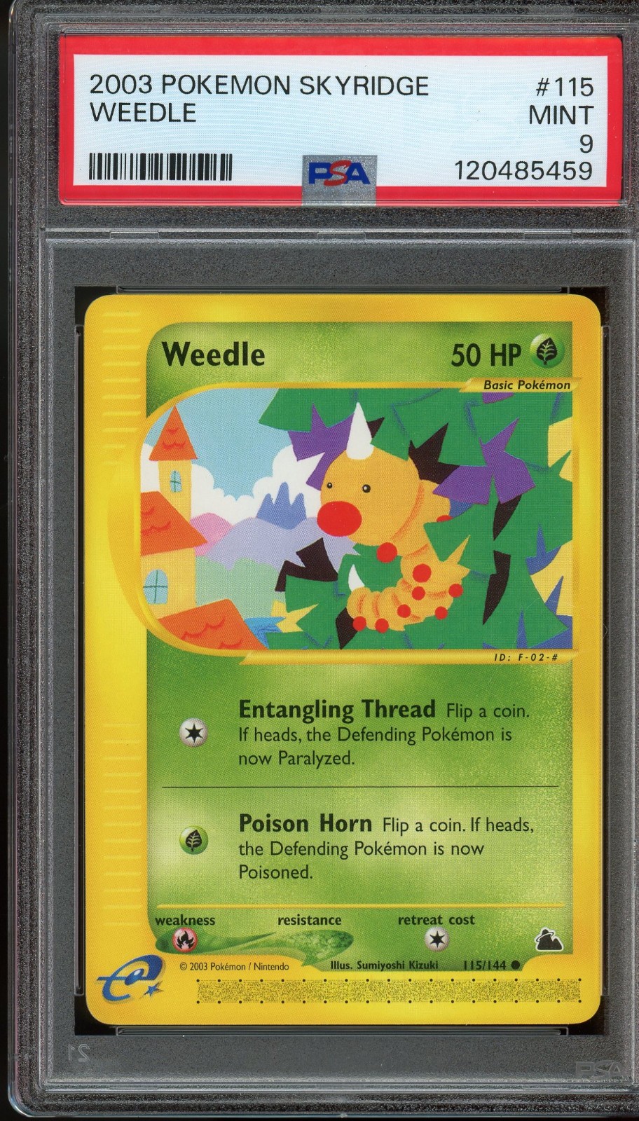 2003 Pokemon Skyridge Weedle 115/144 PSA 9 Mint