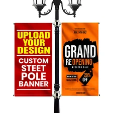 Anley Custom Street Light Pole Banner -  Personalized Pole Banner Double Sided