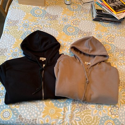 2 Riley & James Hoodie Women's Size Small, Black, Putty, Flaw On Black- Photos