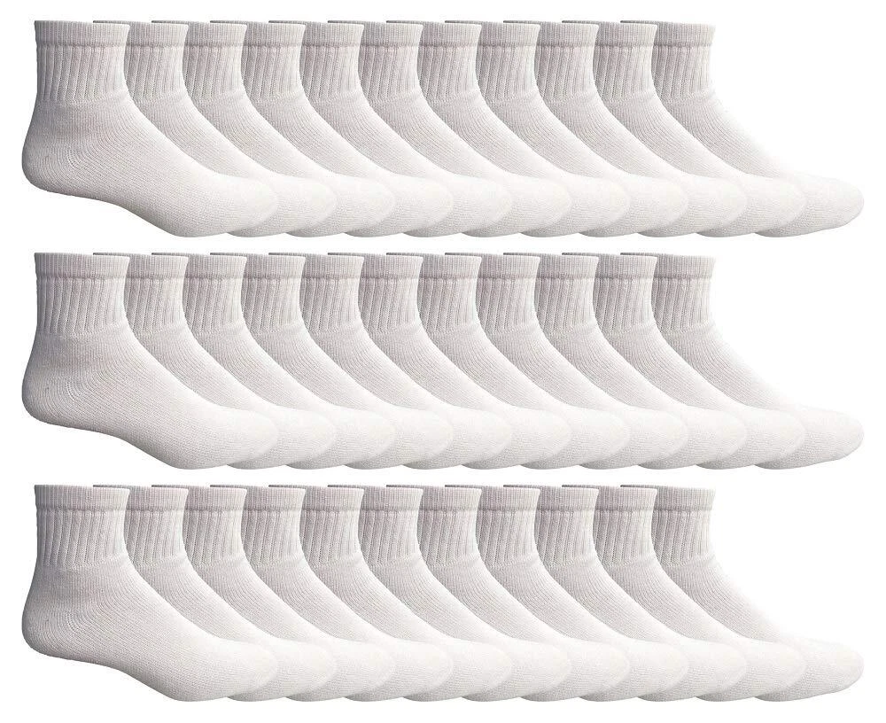 36 PK Men's Premium Cotton Sport Ankle Socks 10-13 Solid White - Mens Ankle Sock